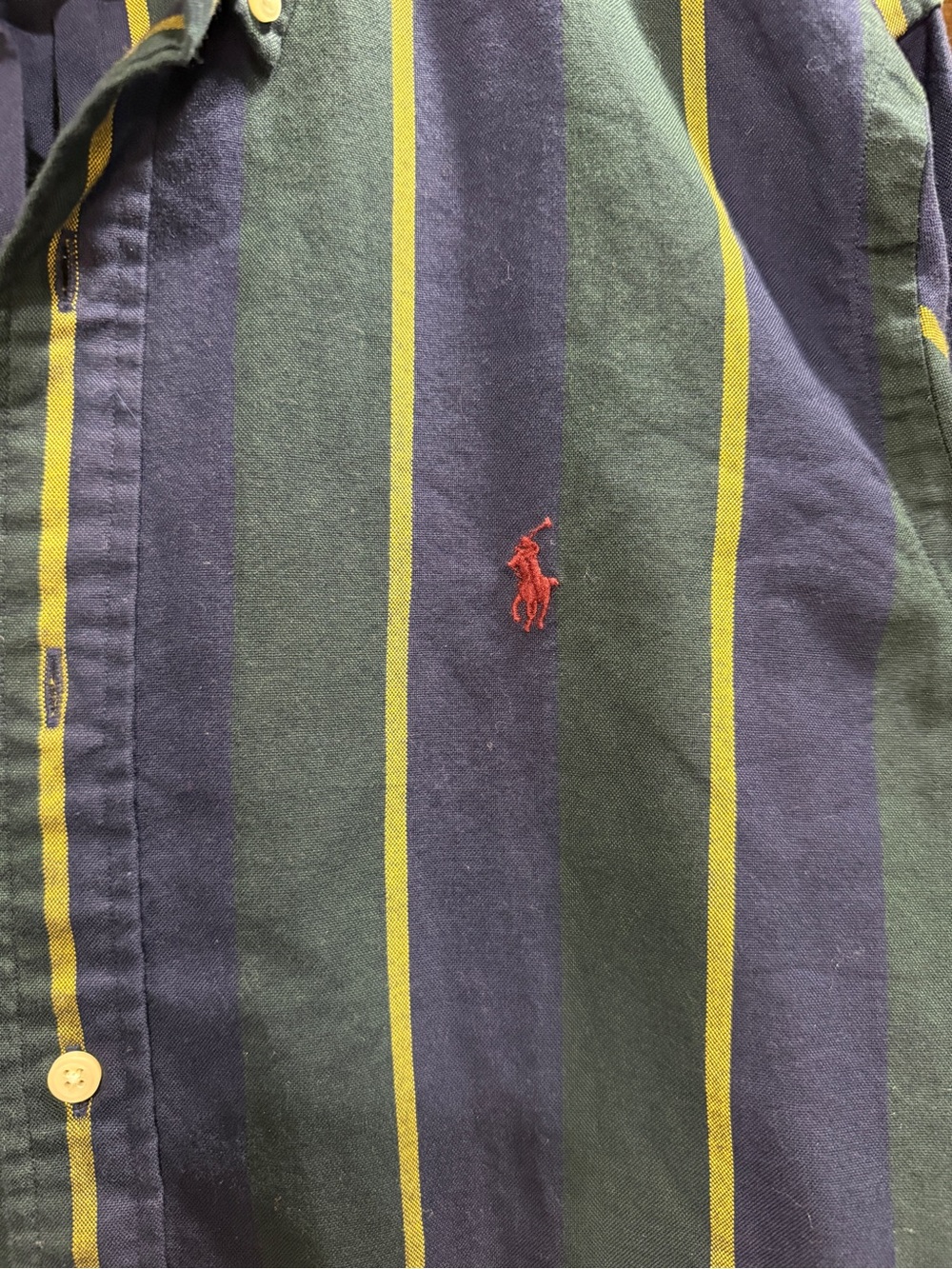 Ralph Lauren Navy, Green & Yellow Striped Button-Down Shirt - Picture 3 of 4